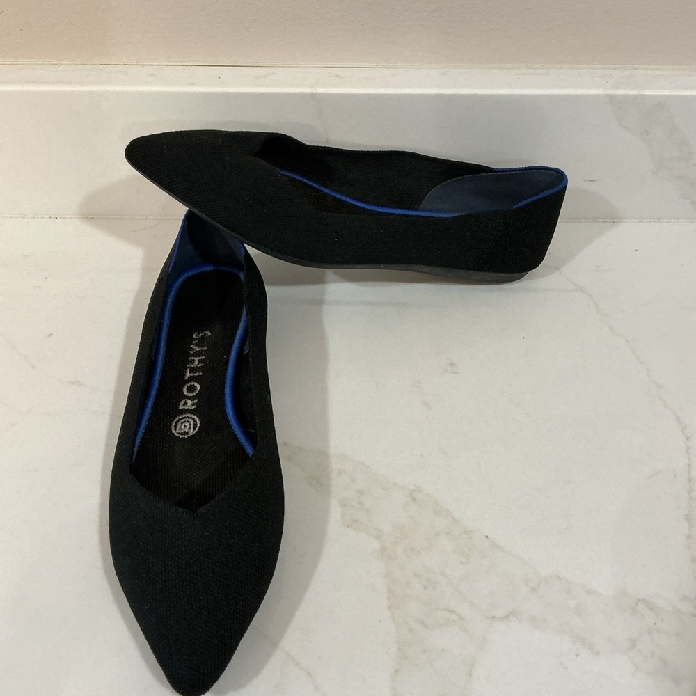 Rothy's pointed toe flats Black Blue Women's Size 9 Ballerina Shoes